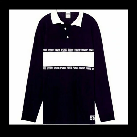 NWT PINK Rugby Logo Collared Shirt MEDIUM Retails $50 - Picture 9 of 10